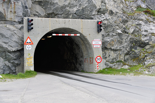 Nuuk / Godthåb, Sermersooq, Greenland: western entrance to the Nuussuaq tunnel - Nuussuaq is a district of Nuuk,  located in the northern part of the city, west and southwest of Nuuk Airport. Sarfaannguit.
