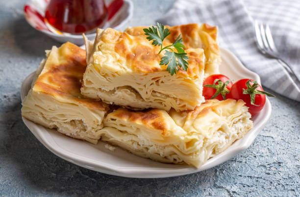istock Delicious Turkish food; Tray pastry; (Turkish name; Su boregi) 1594215763