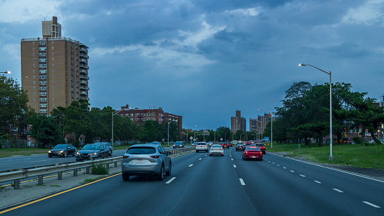 Belt Parkway, Shore Parkway road traffic of Brooklyn in Kings County, NY