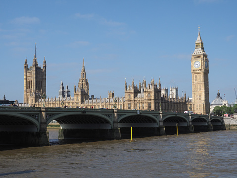 London, UK - June 08, 2023: Houses of Parliament and Westminster Bridge
