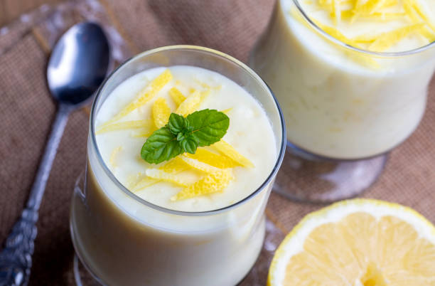 istock Traditional Delicious Turkish dessert; Lemon rice pudding (Turkish name; Limonlu Sutlac) 1594260445