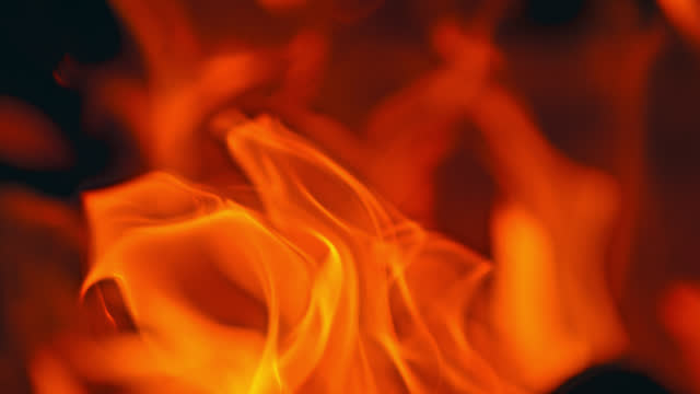 SLO MO Extreme Close-Up of flames of fire