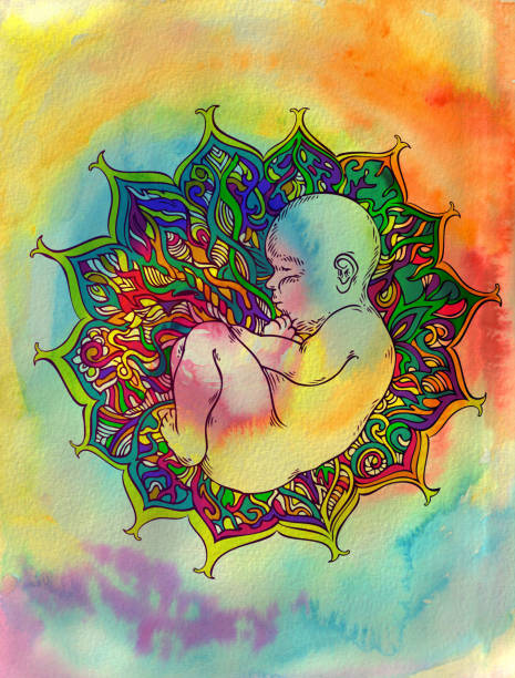 색상화 생은 - beginnings origins creation molecule stock illustrations