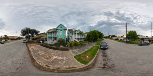 istock 360 equirectangular photo residential homes on Galveston Island Texas 1594322564