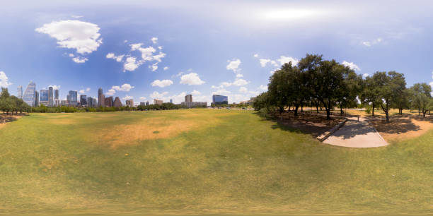 istock 360 equirectangular photo Park scene Downtown Austin Texas by the Colorado River 1594323671