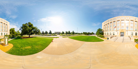 Oklahoma City, OK, USA - July 25, 2023: 360 equirectangular photo Jim Thorpe Office Building Oklahoma City