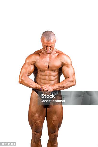 Bodybuilder Flettere - Fotografie stock e altre immagini di Bianco - Bianco, Bicipite, Composizione verticale