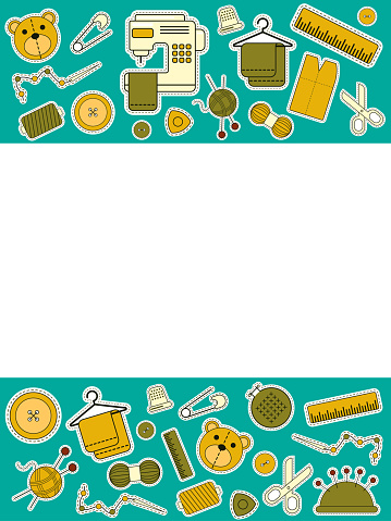 istock Vector background set of illustrations for sewing, sewing supplies 1594393272