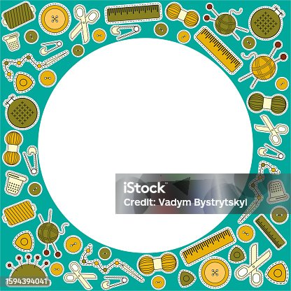 istock Vector background set of illustrations for sewing, sewing supplies 1594394041