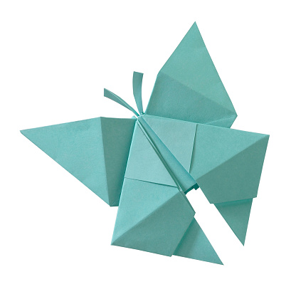 clipping path Paper folded into a butterfly.