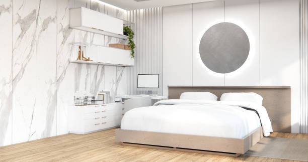 istock Modern bedroom - japanese style. 1594425895