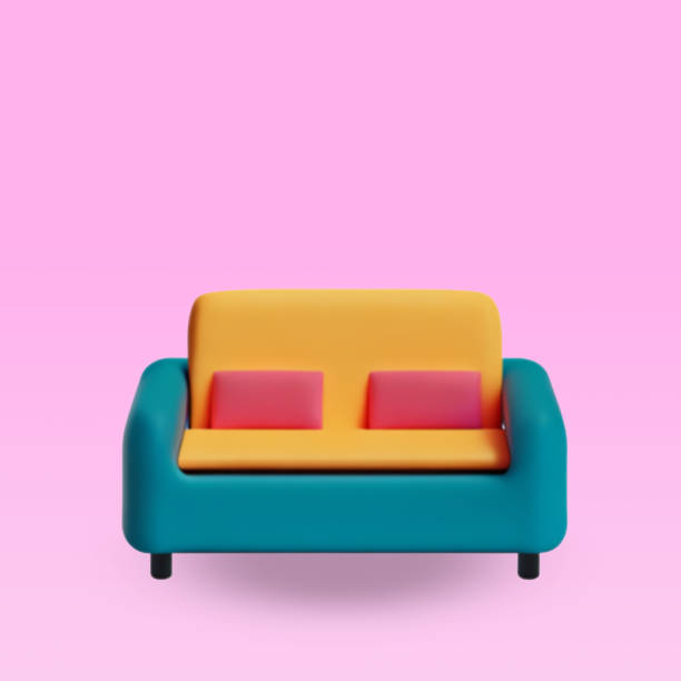 istock Isometric of a sofa clipping path on pink Isolated background. Generative AI. 1594432773