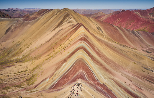 Rainbow Mountain, Peru. Rainbow Mountain is a mountain in Peru with an altitude of 5200 meters above sea level. The colorful mountain is a popular tourist destination.