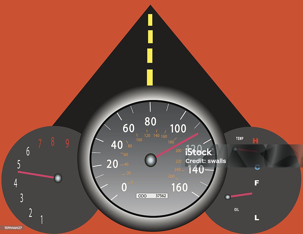 Dashboard per la velocità - arte vettoriale royalty-free di Automobile da corsa
