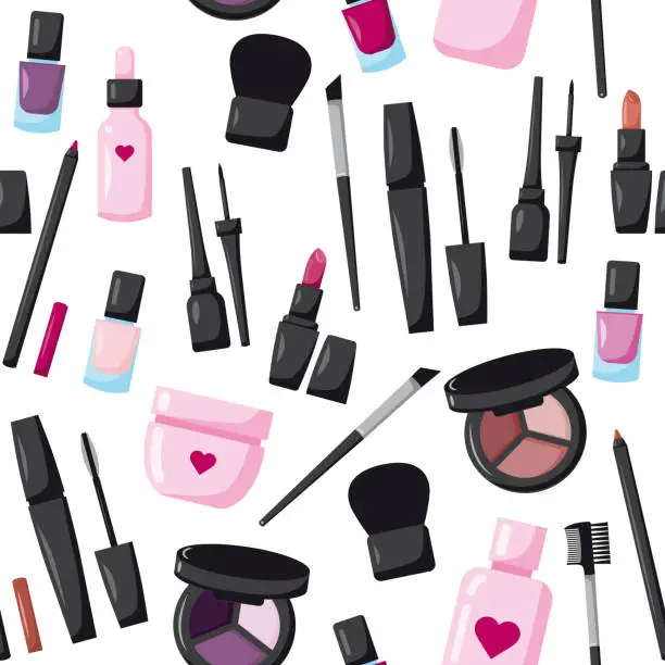 Vector illustration of Pattern with cosmetics