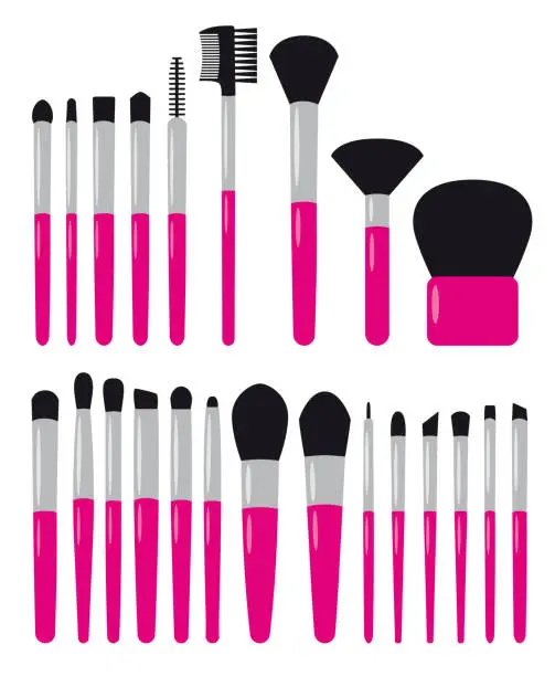 Vector illustration of Makeup brush set