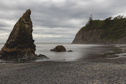 Beautiful Sea Stacks of Ruby Beach on the Olympic Peninsula Washington State.