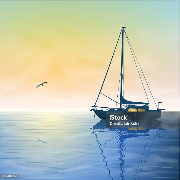 Sailing Boat — стоковая векторная графика и другие изображения на тему Без людей - Без людей, Векторная графика, Вода