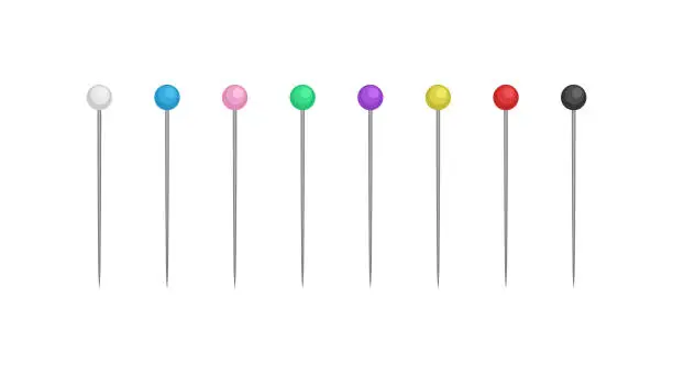 Vector illustration of Pins with beads colorful set flat illustration