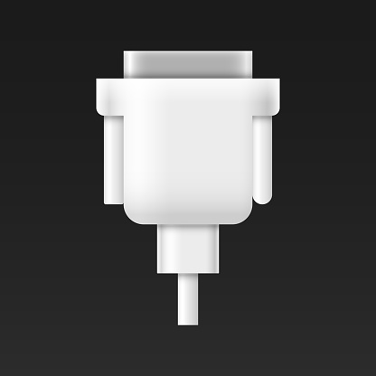 DVI Cable Connector - Vector Icon. Realistic illustration. Isolated on Black Background