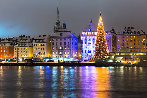 weihnachten in stockholm, schweden - pier sea storm nature stock-fotos und bilder