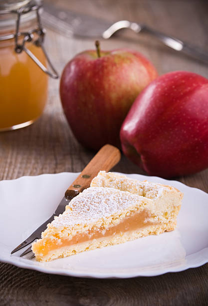 apple torta de geleia. - apple cake spread macro - fotografias e filmes do acervo
