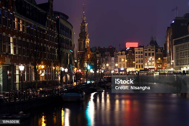 Miasto Malowniczym Z Amsterdamu W Holandii W Nocy - zdjęcia stockowe i więcej obrazów Amsterdam - Amsterdam, Architektura, Bez ludzi