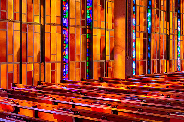 istock Stained glass pews 159452837