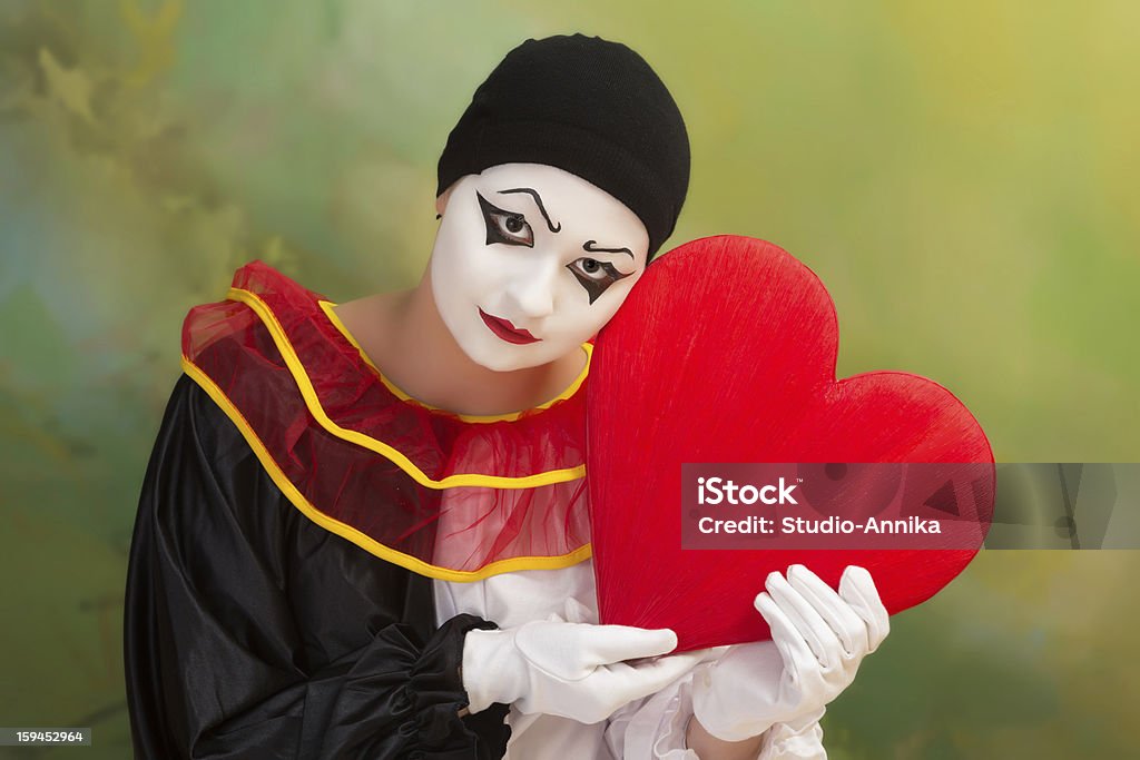Triste Valentine Pierrot - Foto de stock de Actuación - Representación libre de derechos