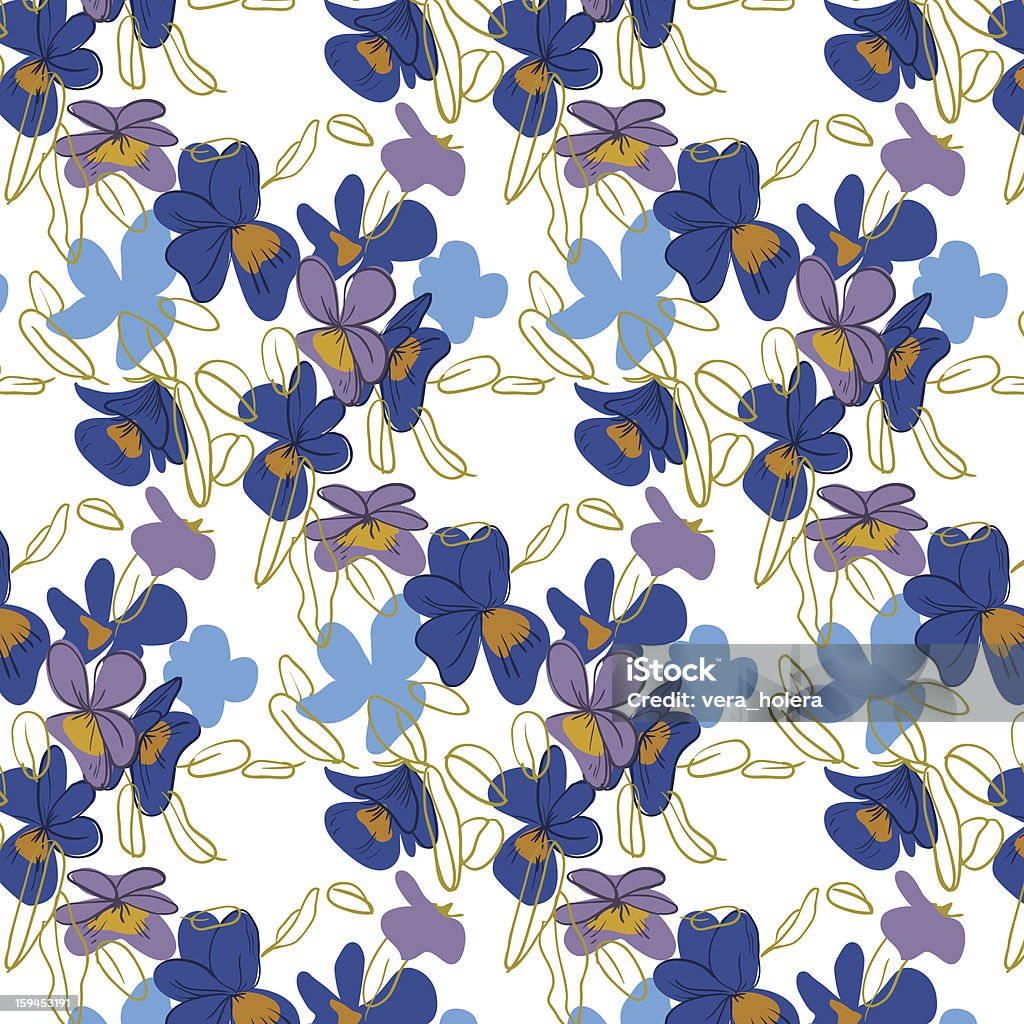 Seamless ornamento di fiori selvatici blu - arte vettoriale royalty-free di Facilità