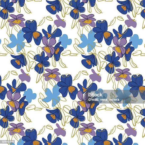 Seamless Ornamento Di Fiori Selvatici Blu - Immagini vettoriali stock e altre immagini di Facilità - Facilità, Fiore, Fiore di campo