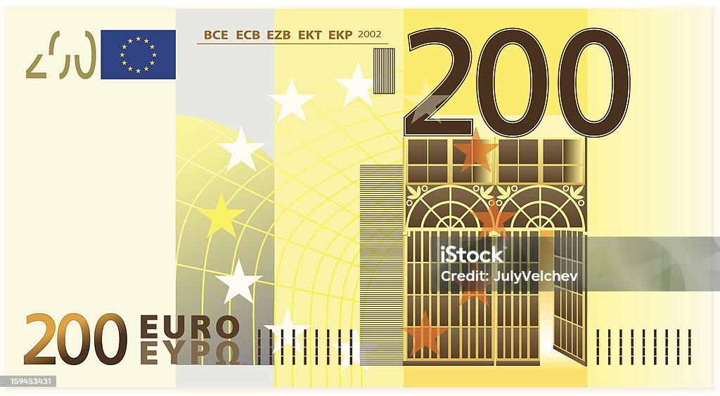 200 ユーロ紙幣 - 紙幣のロイヤリティフリーベクトルアート