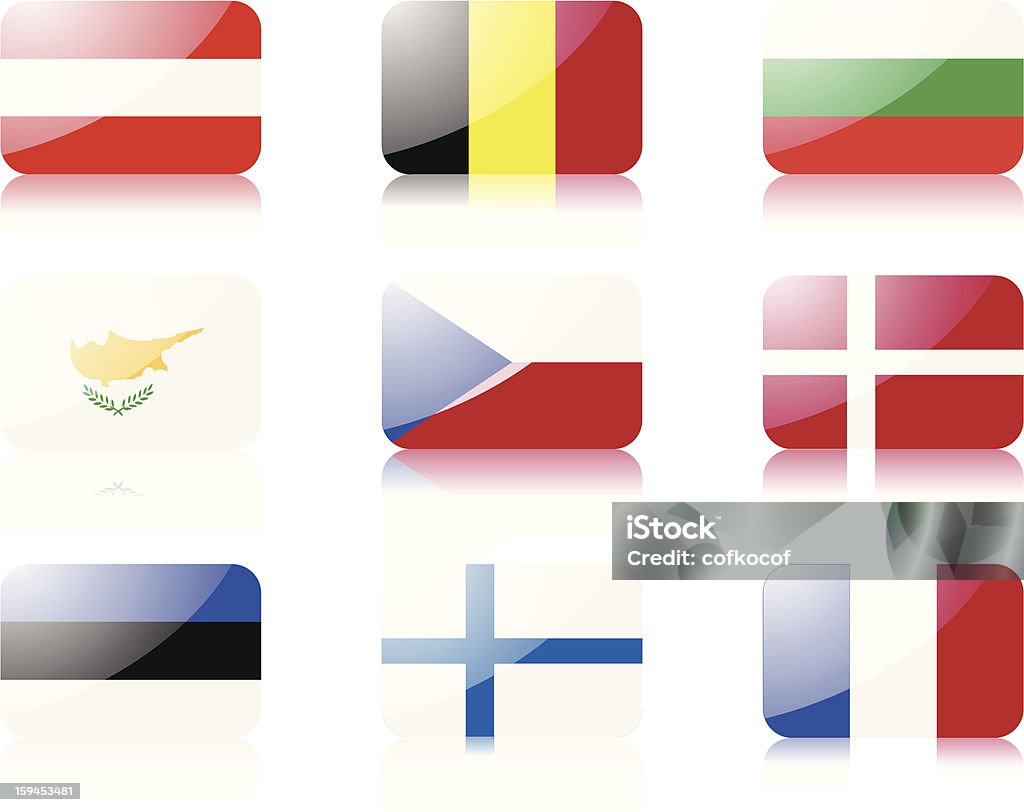 European union flags set 1 Glossy vector flags. Set 1/3 of flags from European union. Austria stock vector