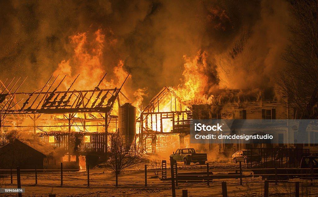 Historic Farm fuego Berlín, Vermont - Foto de stock de Fuego libre de derechos