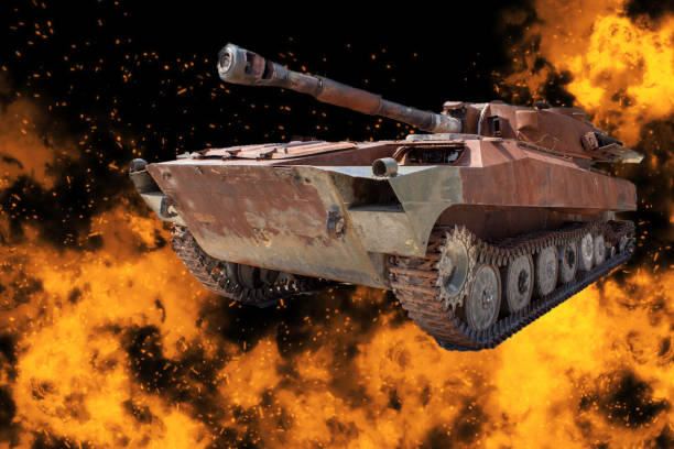 istock Tank is on Fire. Destruction of War 1594667540