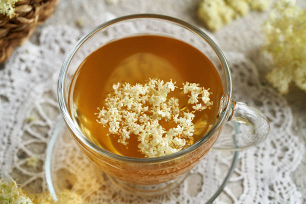 istock Herbal tea with fresh European elder flowers 1594754068