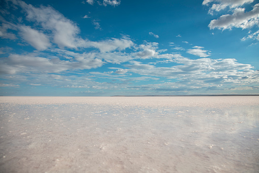Laguna Colorada, Red Lagoon shallow salt lake in the southwest of the altiplano of Bolivia, within Eduardo Avaroa Andean Fauna National Reserve and close to the border with Chile