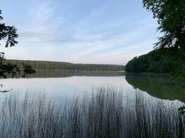 istock Dawn over a calm lake 1594797378