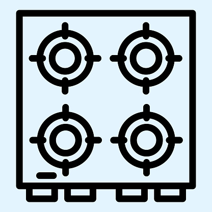 Gas stove line icon. Oven, apparatus for frying and cooking food. Home-style kitchen vector design concept, outline style pictogram on white use for and app. Eps 10