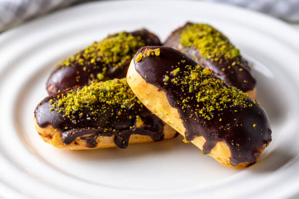 istock Traditional french eclairs with chocolate. 1594979312