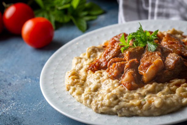 istock Turkish Food Hunkar Begendi made with Eggplant and Meat. 1594984558