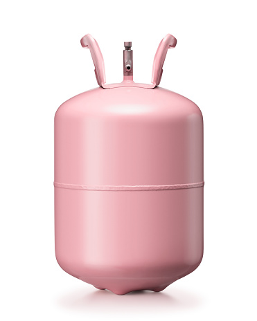Pink gas cylinder, for air conditioner refrigerant r410a isolated