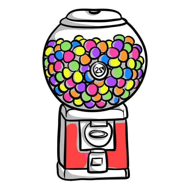 Vector illustration of Bubble Gum Dispenser Sketch Color