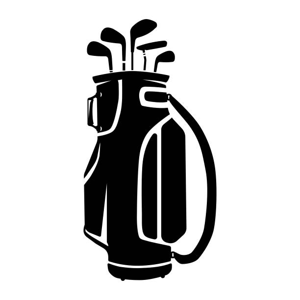 ゴルフバッグとクラブ – ベクターイラスト黒シルエットデザインロゴ - golf silhouette putting sport点のイラスト素材／クリップアート素材／マンガ素材／アイコン素材