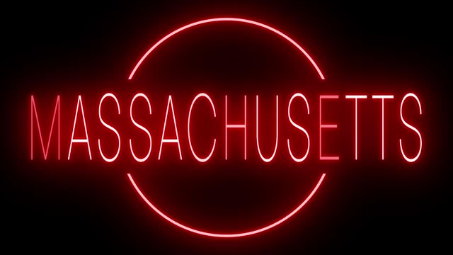 Red neon sign for Massachusetts