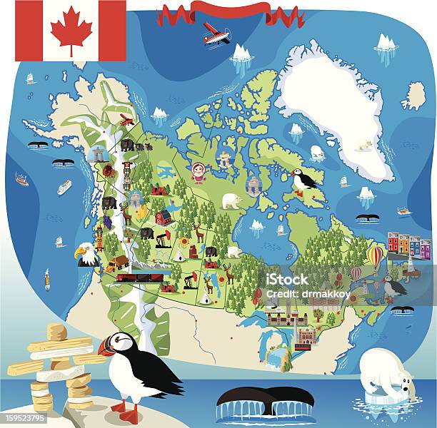 Kreskówka Mapa Kanada - Stockowe grafiki wektorowe i więcej obrazów Kanada - Kanada, Mapa, Ikona