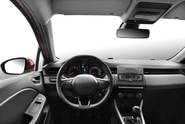 現代の乗用車におけるドライバーの視点 - 乗り物のハンドル ストックフォトと画像