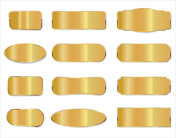 istock Golden metal plates collection on white background 1595240504
