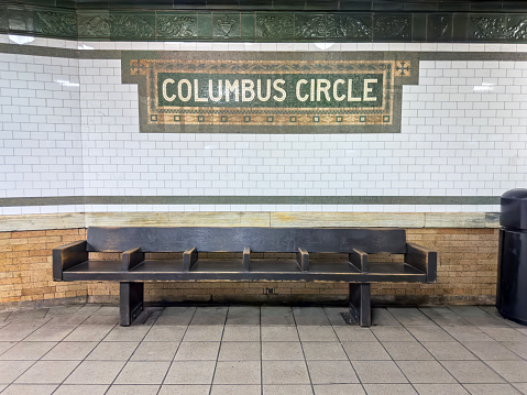 Columbus circle subway station sign in New York City