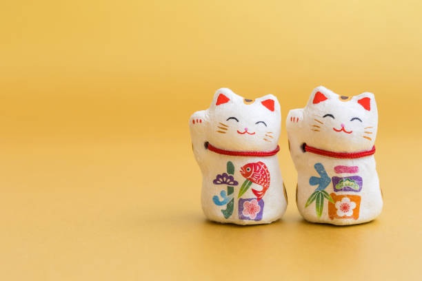 istock Maneki-neko New Year material. Invitation letters. 1595304245